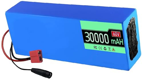 Ebike Battery 60V Electric Bicycle Battery Lithium Battery Pack 12Ah 15Ah 20Ah 25Ah 30Ah Built-In BMS Li-Ion Battery with Charger for 200W-1500W Electric Scooter Motor T Plug 60V 20Ah
