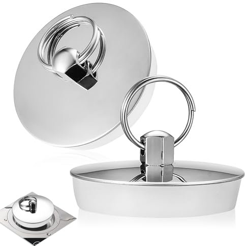 2 Tapón de Lavabo Universal, 42-43mm Tapones de Drenaje Tapón Fregadero Cocina, Tapon Bañera Universal de Acero INOX, Tapón de Fregadero Baño, Tapón de Bañera Tapon Lavabo Tapones Lavabo Cocina Baño