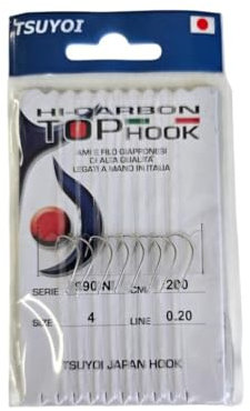 ARMERIAONLINE SINCE 1999 16 Ami da Pesca gia Legati con Filo Terminale finale Kit Amo Taglia 4 6 8 0.20 mm 2 m Trota Lago Mare Surfcasting Bolentino Size : Taglia 8