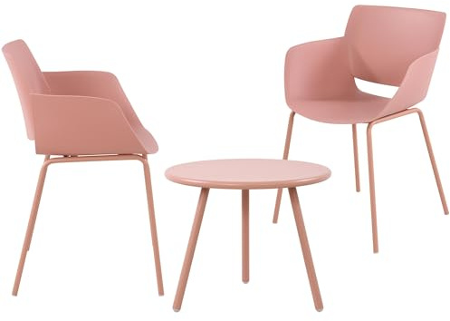 CLP Sitzgruppe Berena für den Garten I Set aus Tisch Berea und Stühlen Alpena I Outdoor-Set wetterfest und UV-beständig I Gartenmöbel, Farbe:pink, Set-Inhalt:2 Stühle