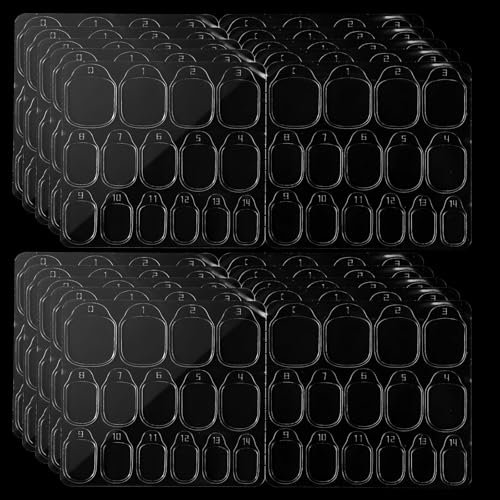 BOXOB 20 Blatt/300 Stück Nagelklebelaschen zum Aufdrücken, Doppelseitig Transparente Nagelklebelaschen Klebrige Fingernagelaufkleber mit Gelee-Kleber für Maniküre Zuhause Geschenk für Freunde