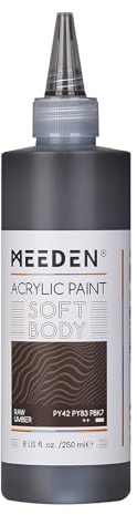 MEEDEN Roh-Umbra Acrylfarbe: Matt Finish 250ml Soft Body Acrylic Paint in ergonomischer Flasche - Fließfarbe für Leinwand Künstler & Erwachsene