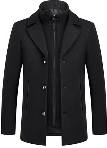 KUDMOL Manteau Homme en Laine pour Hiver Chaud Trench Coat Classique | Parka Pardessus Caban Slim Fit Business Coup-Vent Revers Overcoat