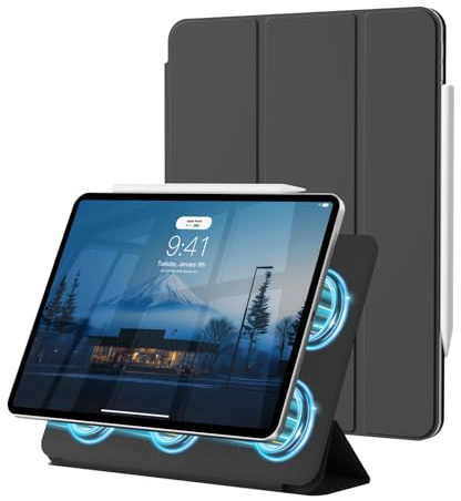 ZOPSGYU Magnetische Hülle für iPad Air 11 Zoll (10,9 Zoll) M4/M3/M2,Schwarz
