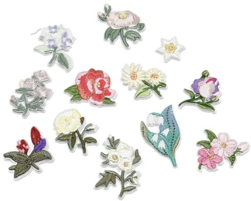12 parches para planchar con flores, parches bordados de para ropa, vaqueros, chaquetas, bolsos, diseños florales, fáciles de aplicar