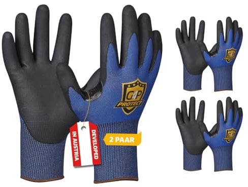 G4P Anti Cut Pro Schnittschutzhandschuhe - 2 Paar Arbeitshandschuhe, Schnittschutzklasse D mit Touchscreen-Funktion, Montagehandschuhe aus UHMWPE für Präzisionsarbeiten & Industrie, Gr. L (Gr. 9)