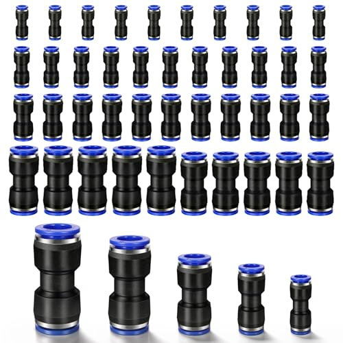 Poraceous 40 Pezzi Raccordo Pneumatico, Connettore a Pressione Diritto Accessori, Tubo dell'Aria Raccordi a Innesto, Raccordi Aria Compressa in Plastica per Tubo 4mm / 6mm / 8mm / 10mm / 12mm