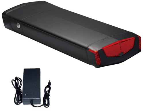 Batteria per Ebike in portapacchi 36V 48V con caricabatterie, luce posteriore, serratura di sicurezza (36V 9Ah (No Rack）)