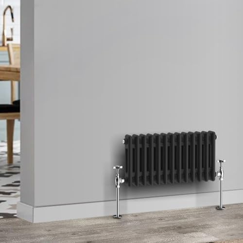 Traditional 2 3 Column Horizontal Vertical Radiator Cast Iron Style Vintage Rads (2 Column 450 x 605mm, Black)
