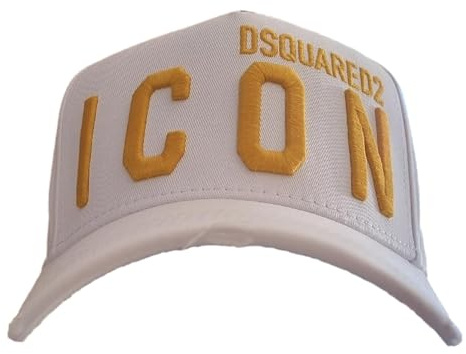 DSQUARED2 Cappello Berretto Baseball Uomo Icon M319 Bianco-Giallo