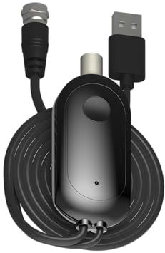 Amplificador de Señal para Antena TV Interior – USB Booster para TDT DVB-T/DVB-T2, Mejora Recepción para Canales HD 4K, Compatible con Smart TV, Cable USB 1 m + Coaxial 0,3 m (Negro)