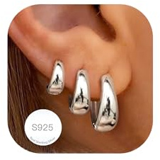 AVOTTO 3 Paar Ohrringe Silber Set für Damen Hypoallergen Gold Ohrring Stacks Silber Creolen Ohrringes Silver Huggies Hoops Earrings Silver Earrings