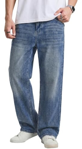 JMIERR Jeans Herren Baggy Baumwolle Vintage Stretch | Bequeme Baumwolle,Weites Bein,Freizeithosen,5-Pocket-Design,Loose Fit,Y2K,Hip Hop,Streetwear,Alltag und Casual