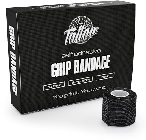 Believa Tattoo Grip Bandagen Self Adhesive 12 x 5cm x 4,5m Maximaler Grip. Maximale Kontrolle. Maximale Performance.
