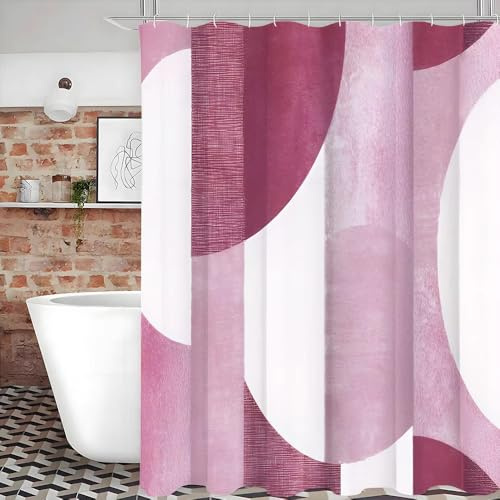 AJALGZ Rideau de Douche Nordique Minimaliste Rose à Blocs de Couleur, résistant aux Taches, en Polyester imperméable (200 x 220 cm de Hauteur)
