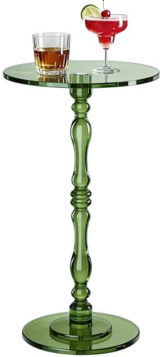 solaround Acrylic Side Table, Classic Roman Column Pedestal End Table for Living Room, Bedroom,Balcony,Easy Assembly (Green, Large)