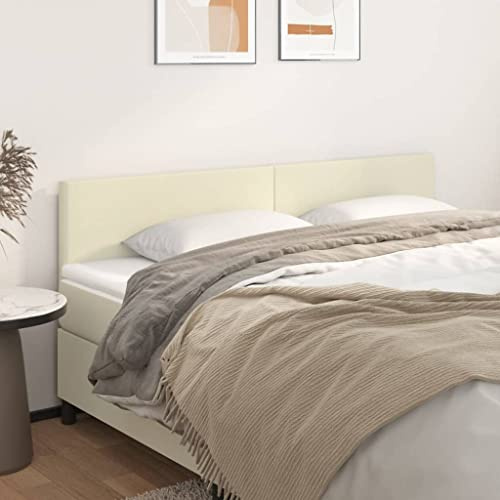 Owoxanthellate Bett Kopfteil Creme Kunstleder 160x5x88 cm Höhenverstellbar Modernes Gepolstertes Kopfenden für Doppelbett Schlafzimmer Boho & Scandi Look