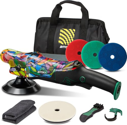 BATOCA P2 Poliermaschine Auto Set 1000W Hochdrehmoment, 150mm Heavy-Duty Rotationspolierer für Tiefe Lackkorrektur, Kabelklemme & 3-in-1 Pad-Tool, 5m Abnehmbares Kabel, 1000-3800U/min, Boot, Wohnmobil