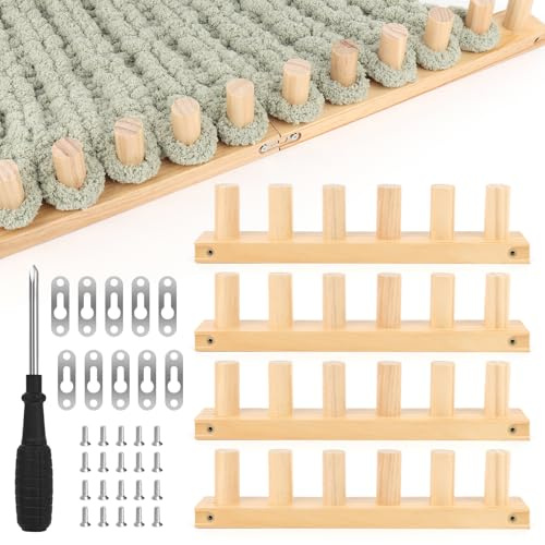 Coopay 132,1 cm grobe Decke Webstuhl, Holz Strickwebstuhl Kit für klobige Decken, 4-in-1 Holz Chunky Garn Stricken Loom Kit für DIY Decken Überwürfe, Handstrickwerkzeuge für dickes Garn Anfänger