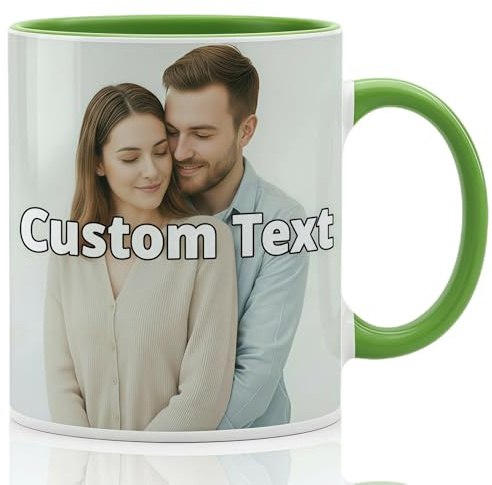 HALLROCK Taza personalizada con foto y texto, taza de cerámica personalizada, apta para microondas, personalizable, regalo para el Día de la Madre o cumpleaños