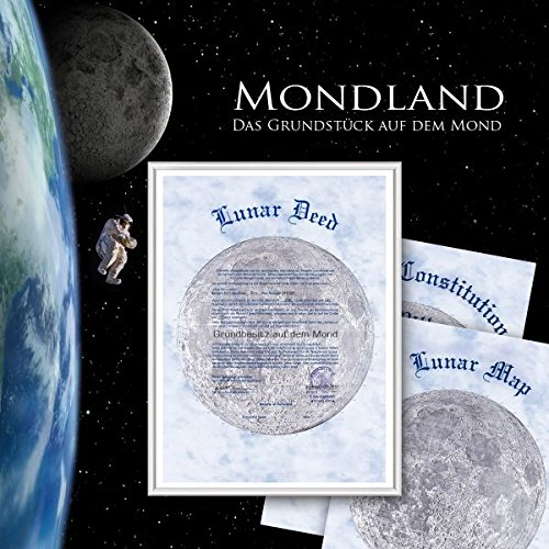 Mondgrundstück Geschenk Space Present | Mond Besitzurkunde mit Wunschname | originelles für Geburtstag & Hochzeit | Personalisiertes Mond Geschenkset