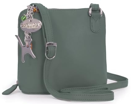 Catwalk Collection Handbags Genuine Leather Crossbody Bag Lena Green