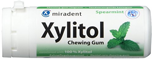 Miradent Xylitol Kaugummi Grüne Minze 30 Stück, 4er Pack (4 x 30 g)