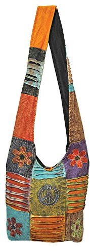 Harrington Marley Boho Hippie Schultertasche Hippie Strand Handtasche Schulter Festival Retro 60er Jahre Frieden, multi, Large