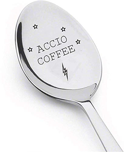 Accio Kaffeelöffel Gravur Löffel Einzigartige Geschenklöffel Kaffeeliebhaber Geschenkidee Besteck Freundschaftsgeschenk Lustiges Stahl Einweihungsgeschenk