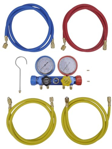 vidaXL Monteurhilfe 4-Wege mit 4 Schläuchen Klimaanlage R134 R410a R22 R407c
