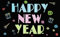 U24 Flagge Fahne Happy New Year Neon Neujahr Silvester 90 x 150 cm