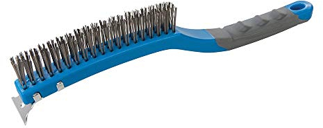 Silverline Stainless Steel Wire Brush with Scraper 3 Row (156914)