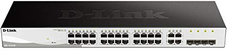 D-Link DGS-1210-28 Managed Gigabit Smart Switch (28 Ports, davon 24x 10/100/1000 Mbit/s und 4x 1000 Mbit/s SFP-Slots, lüfterlos)