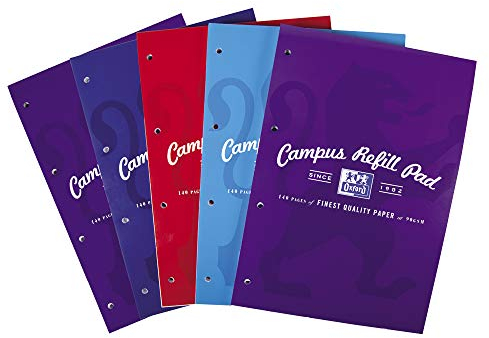 Oxford Campus 400013925 Taccuino A4 (210 x 297 mm), Colori assortiti, Pacco da 5