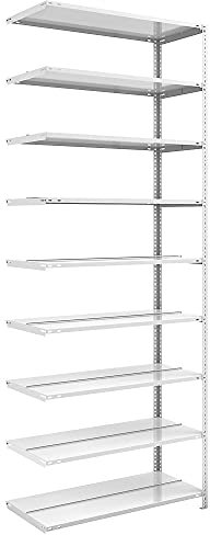 hofe | Akten-Schraubregal | lichtgrau RAL 7035 | Regalhöhe 2900 mm | doppelseitig | Anbauregal | Breite x Tiefe 1000 x 600 mm