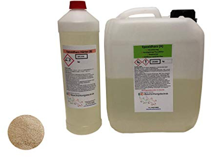 3KG 2K Epoxidharz Steinteppich Grundierung Set mit 3kg feugetrockneter Quarzsand für bis zu 10m² Tiefgrund Bodengrundierung
