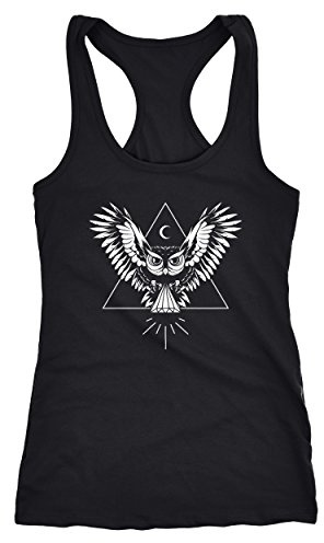 Neverless Cooles Damen Tank Top Eule Owl Racerback Tanktop Schwarz M