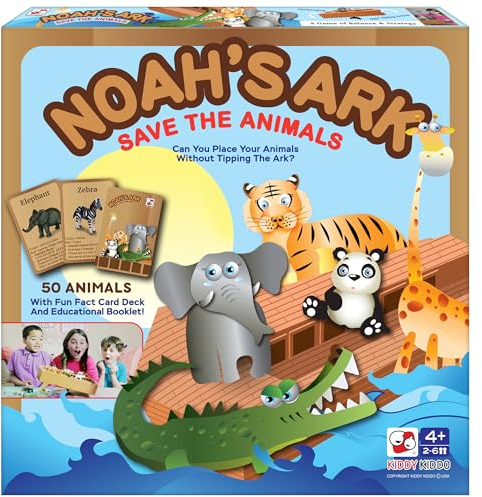 Arche Noah Spielzeug, Balancierspiel Religiöses Stapeln Pädagogisches Brettspiel mit Tierspielzeug, 50 Tiere