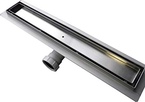 BERNSTEIN® Duschrinne 90cm für Duschkabine befliesbar, Komplettset, Doppelseitiger Bodenablauf mit integriertem Siphon, Flache Edelstahl-Ablaufrinne GT01 für Badezimmer