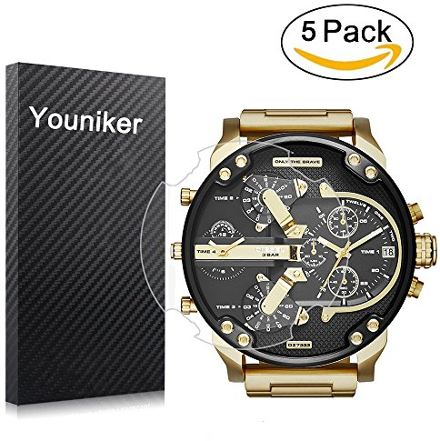 Youniker DZ7333 Mr Daddy Watch - Pellicola protettiva per display diesel, 5 pezzi, per Diesel Men DZ7333 Crystal Clear HD, antigraffio, anti-impronte, pellicola senza bolle