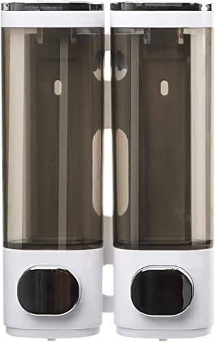 Seifenspender zur Wandmontage, 600 ml, Badezimmer-Seifenspender, Wandmontage, Shampoospender, Handseifenspender, Shampoo-Duschgelspender, Lotionbehälter für Badezimmer, Küche, Hotel, 2 Kammern