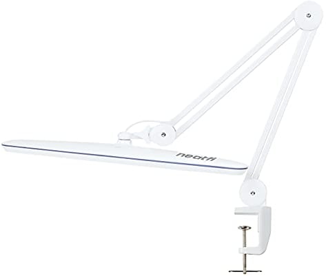 Neatfi XL 2,200 Lumen LED-Arbeitsplatzleuchte, Europäischem Stecker, 24 W, 117 Stk. SMD-LED, 58 CM, ultrabreite Lampe, dimmbar (Nicht-CCT mit Klemme, Weiß)