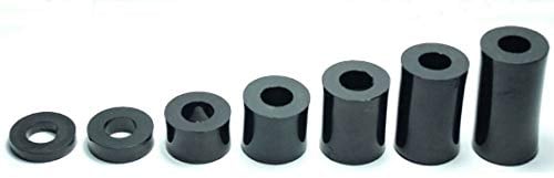 Espaciador de Plástico M6 para Tornillo/Tubo/Arandela, 10mm, Negro, Paquete de 10