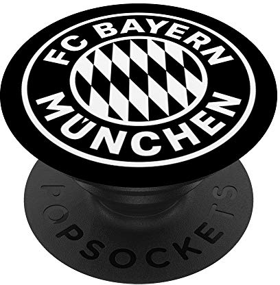 FC Bayern München Logo schwarz PopSockets PopGrip: Ausziehbarer Sockel und Griff für Handys/Tablets mit Tauschbarem Top