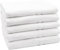ZOLLNER 5er Set Duschtücher in 70x140 cm - Flauschige Badehandtücher aus Baumwolle - mit moderner Streifenbordüre - waschbar bis 95°C - mit praktischem Aufhänger - in weiß - Hotelqualität