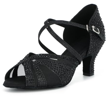Syrads Damen Standard & Latein Tanzschuhe Salsa Tango Walzer Bachata Kizomba Modern Tanzschuhe mit Strasssteinen 1050
