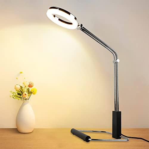 Depuley LED Tischlampe Modern, 5W Verstellbare Tischleuchte aus Metall, 3000K, 350LM, Augenschutz Leselampe Nachttischlampe, Schreibtischlampen für Schlafzimmer Wohnzimmer Büro Studio Lesen