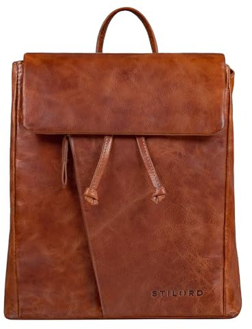 STILORD 'Anita' Lederrucksack Damen Klein Vintage City Rucksack Daypack für iPad 9.7 Zoll Rucksackhandtasche Shopping Freizeit aus Echtem Leder, Farbe:cannes - braun