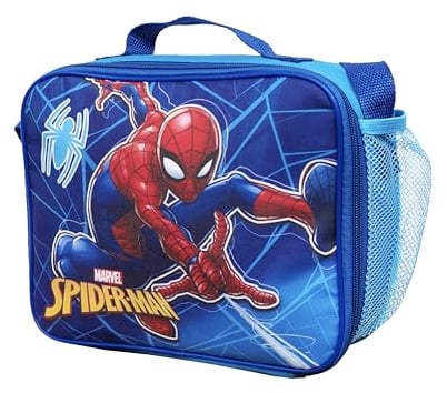Spiderman Kids Character Lunch Bag - Insulated Polyester Lunch Tote with Adjustable Strap - Perfect for School, Nursery, and Travel - 3 Litre Capacity