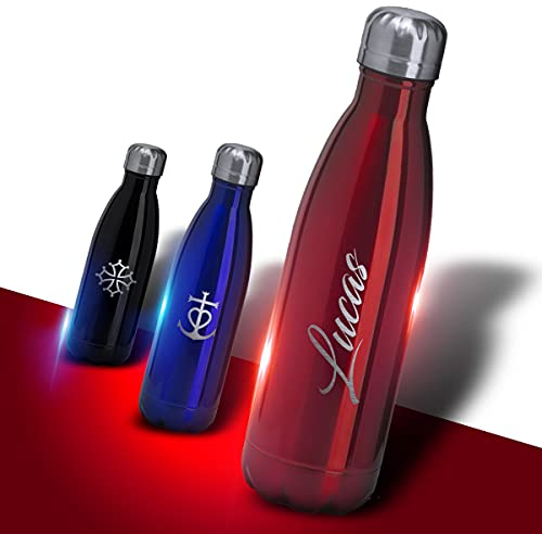 GRAVURE CONCEPT Bouteille En Acier Inoxydable 304 Personnalisable 700mL - Gourdes Personnalisées - Idée Cadeau (Gourde ALPINA) (Rouge)